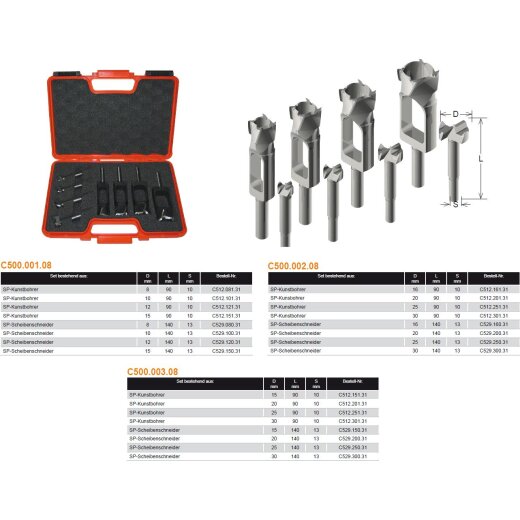 CMT SP Scheibenschneider und Kunstbohrer-Set - C500.001.08