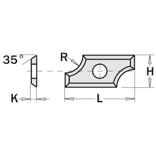 CMT Wendeplatte - Abmessung = 19,5 x 9 x 1,5; R = 2 mm; Winkel = 35°