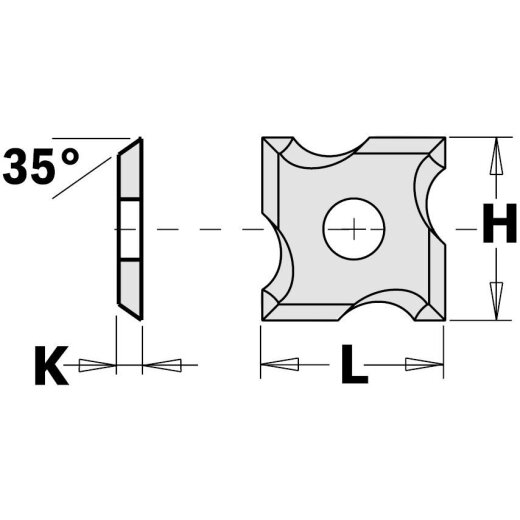 CMT Wendeplatte - Abmessung = 12 x 12 x 1,5; R = 1 mm; Winkel = 35°