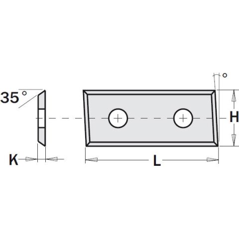 CMT Wendeplatte - Abmessung = 29,5 x 9 x 1,5; Winkel =...