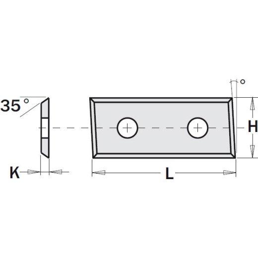 CMT Wendeplatte - Abmessung = 30 x 12 x 1,5; Winkel = 35° (Spezialausführung für Spanplatte und MDF)