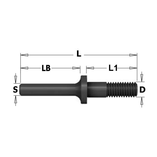 CMT Aufnahmedorn - D = M8; L1 = 40 mm; LB = 38 mm; L = 81 mm; S = 12 mm