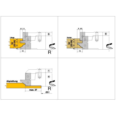 Aigner PM-Möbeltür-Konterprofilfräserset, C010
