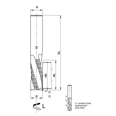 Aigner 16mm VHW Schrupp-Schlichtfräser "C264" Z3 16x55/110mm S16 links positiv - C264-160553LP