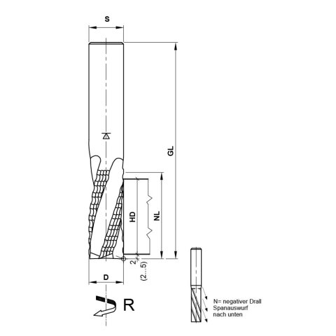 Aigner 16mm solid carbide roughing/finishing cutter "C264" Z3 16x55/110mm S16 right downcut HSK-F 63 collet chuck