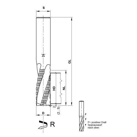 Aigner 16mm solid carbide roughing/finishing cutter "C264" Z3 16x55/110mm S16 right upcut