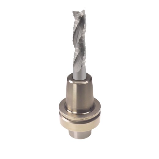 Aigner 20mm solid carbide roughing/finishing cutter "C264" Z3 20x75/140mm S20 right downcut HSK-F 63 Shrink chuck