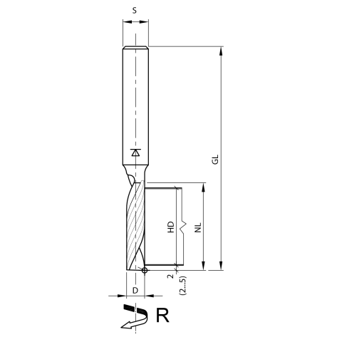 Aigner VHW-Schlichtfräser 5x25/70mm S6 Z1 rechts negativer Drall HSK-F 63 Schrumpffutter