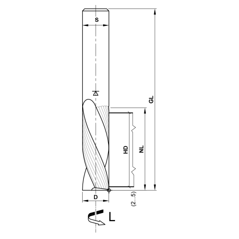 Aigner VHW-Schlichtfräser 20x55/115mm S20 Z2 links positiver Drall HSK-F 63 Spannzangenfutter