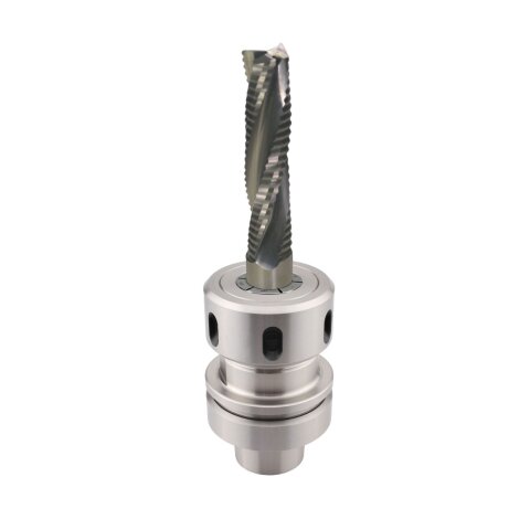 Aigner 16mm solid carbide roughing cutter "C266" Z3 16x55/110mm S16 links upcut HSK-F 63 collet chuck