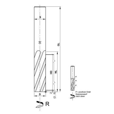 Aigner 25mm solid carbide roughing cutter "C266" Z3 25x150/215mm S25 rechts upcut HSK-F 63 Shrink chuck
