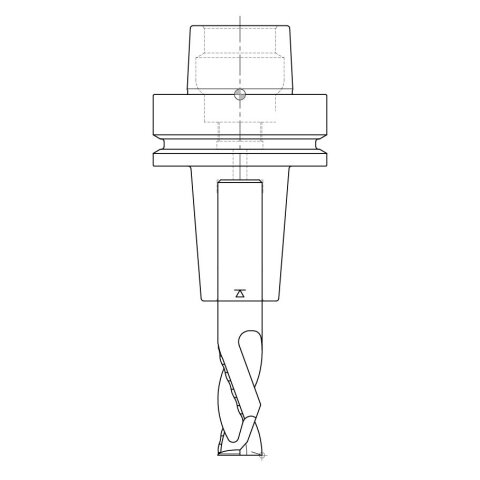 Aigner 20mm solid carbide roughing/finishing cutter "C272" Z2+2 20x75/140mm S20 right up&downcut HSK-F 63 Shrink chuck