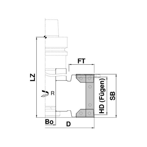 Aigner WM-Falzfräser HW für CNC "C273" 140x52X30mm Z2 / V2+2 auf kurzem HSK-F 63 Dorn