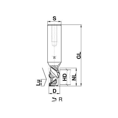 Aigner Diamant (PKD) Nutschaftfräser "Speedy Z1+1" 16x26,5/90mm Z1+1 S20 R C445-1626R-M1