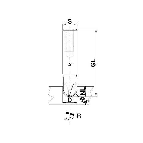 Aigner R5 Diamant (PKD) Hohlkehlschaftfräser 10x9/70mm S12 in HSK-F 63 Schrumpffutter - C869-150R-M1