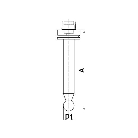 Aigner Prüfdorn HSK-F63 mit Kugel Ø30 / A=200, C995-200