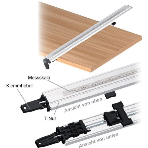 CMT Professionelle Klemmschiene mit Messskala - 610 mm