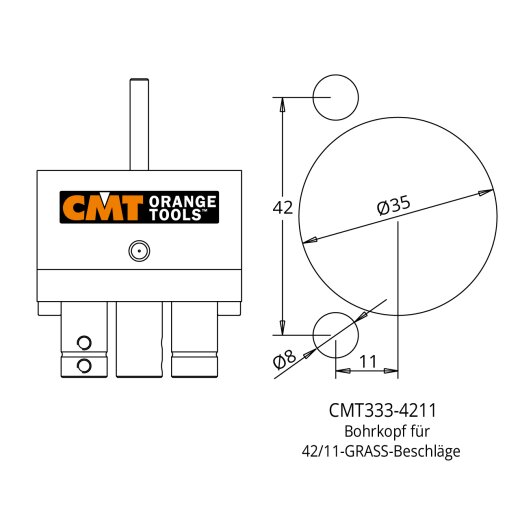CMT Bohrkopf 42/11 Grass Beschläge für CMT333 Beschlagbohrsystem