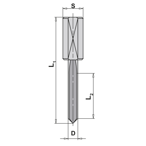 JSO 6mm VHW Bohrstift 6x25x57,5mm Schaft 10mm