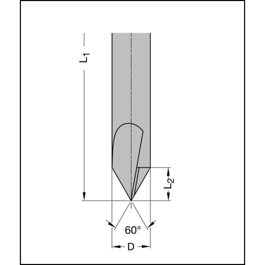 JSO VHW-Ausspitzfräser 16x120mm | S=16mm / 60° / Z=2 / Rechtslauf