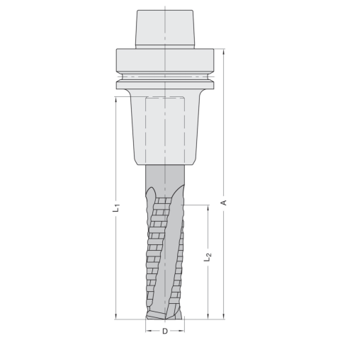 JSO VHW Schrupp-Schlichtfräser Z3 20x75/162mm im HSK-F 63 Schrumpffutter Rechts - 20259-6-20063-R