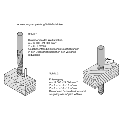 JSO VHW-Bohrfräser Z3 16x73mm, S=16mm, mit Dachformspitze, - 20269-6-16373-R