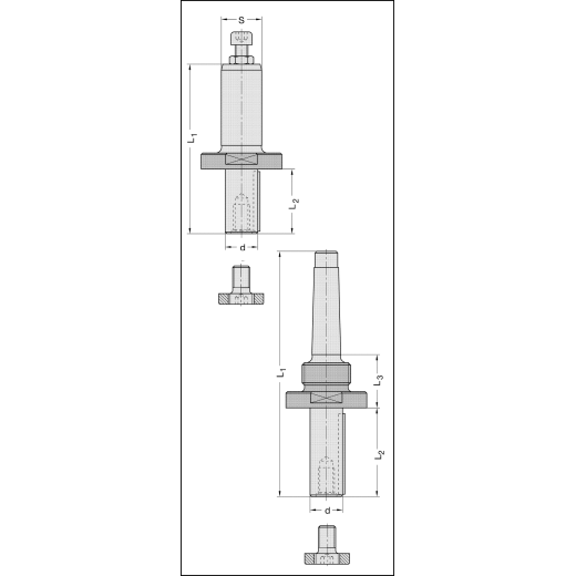 JSO Fräsdorn d=20x40mm S=25x55mm m.E. | mit PAßFEDER