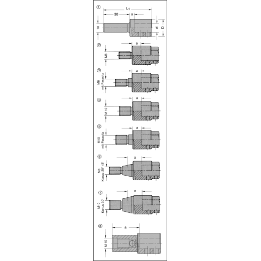 JSO Spannfutter M8 ZK 10mm L. - 21270-0-10051-L