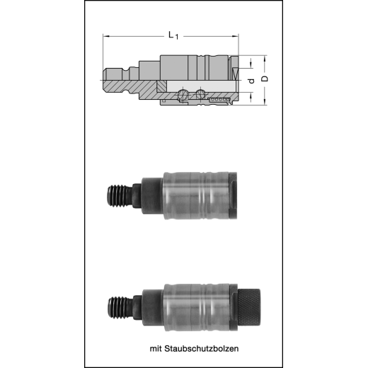 JSO JSOfix Schnellwechselfutter d=10mm | S=M7 mit Passsitz 9mm, einteilig,