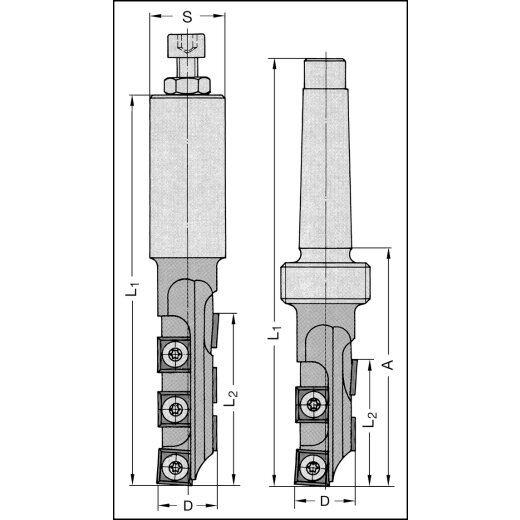JSO WP-Schaftfräser Z1+1 22x60mm | Außenschneiden mit Achswinkel
