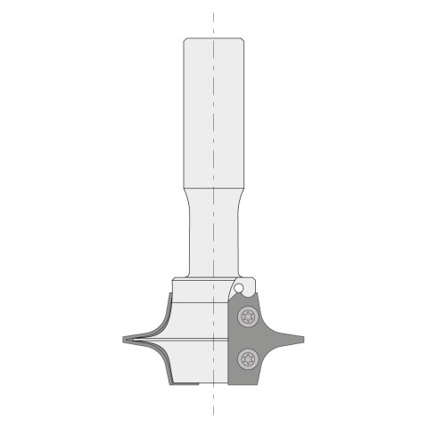 JSO Abrund / Fasefräser HW-WP Z2, D=60mm, R=8mm, S=20x55mm - 22160-5-20080-R