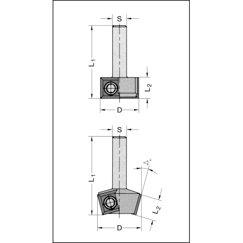 JSO Bündigfräser Z2 HW-WP 22x12mm | S=8mm