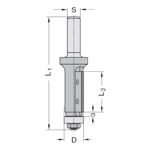 JSO WP-Bündig-Kopierfräser Z1 12x25mm S6mm mit...
