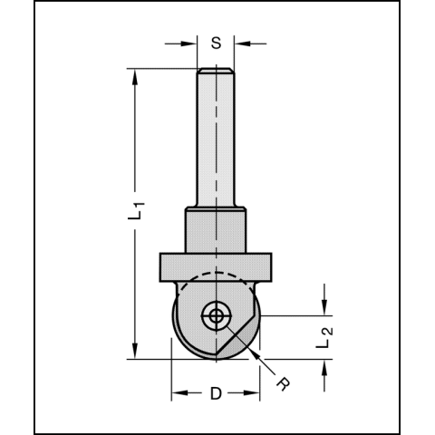 JSO WP-Hohlkehlfräser Z1 R = 9,5mm, mit HM - RUNDMESSER,S=12mm - 22286-5-09500-R