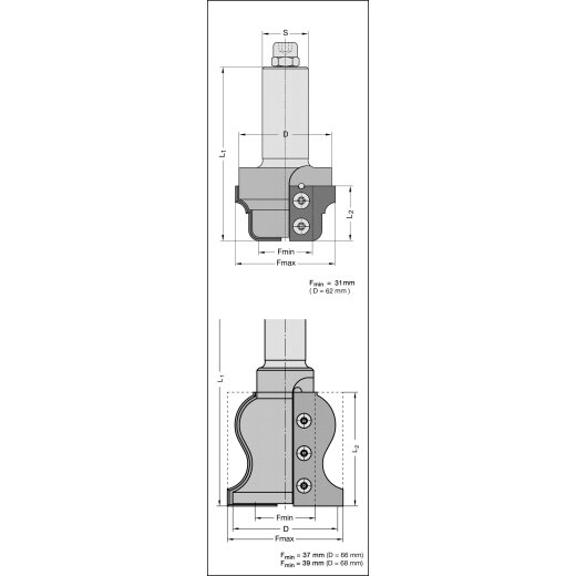 JSO RAPIDO-Tragkörper 66/71x70mm | PROFILIERT,OHNE MESSER,MIT SCHRAUBEN