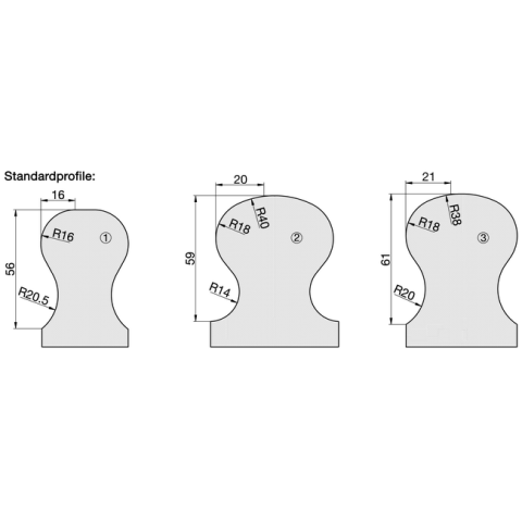 JSO WP-Handlauffräser 90/87 x 74mm | profiliert, mit 4 Profilmesser, PROFIL 1