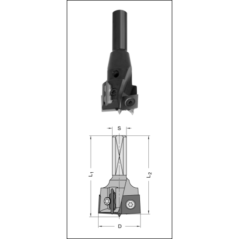JSO WP-Zylinderkopfbohrer Z2+2, 25x57,5mm, S=10x30mm,...