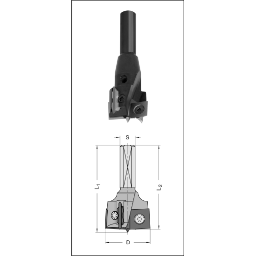 JSO WP-Zylinderkopfbohrer Z2+2, 35x57,5mm, S=10x30mm, Rechts - 22605-5-35575-R