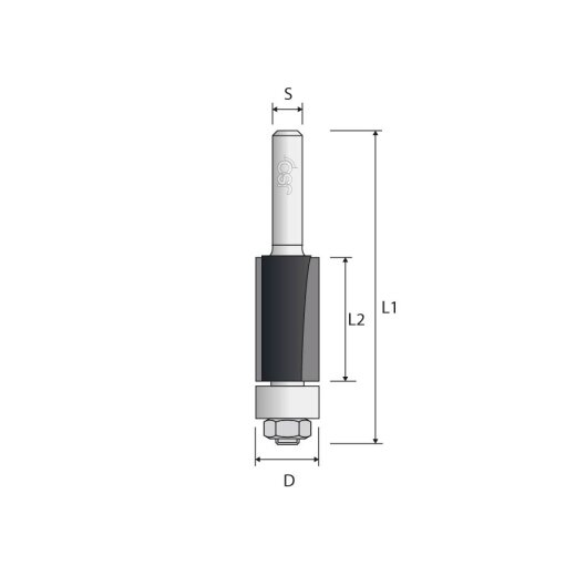 JSO 12,70mm Bündigfräser "24052-5-12725-R" Z2 HW 12,70x25/63mm S6,35mm