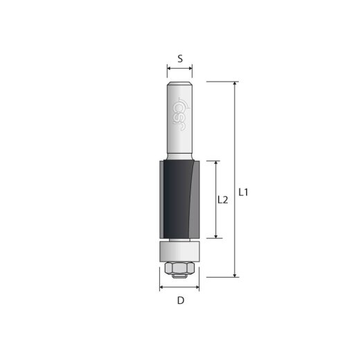 JSO 12,70mm Bündigfräser "24053-5-12725-R" Z2 HW 12,70x25/63mm S8mm