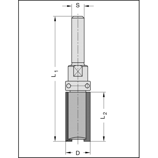 JSO Bündigfräser Z2 HW 19x50mm | MIT ANLAUFLAGER SCHAFTSEITIG