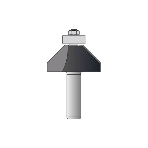 JSO 45° HW-Fasefräser "24100" Z2 30x15/53mm S6,35mm mit Anlauflager - 24102-5-30045-R