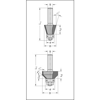 JSO Fasefräser Z2 HW 19,5x14mm | FASE 15 GRAD / m.AL.12,7mm