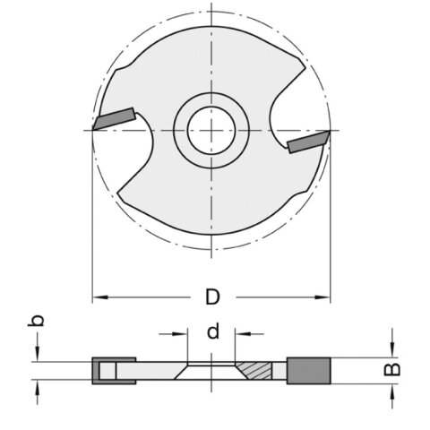 JSO 2,8mm Scheibennutfräser HW 40x2,8x8mm Z2 mit...