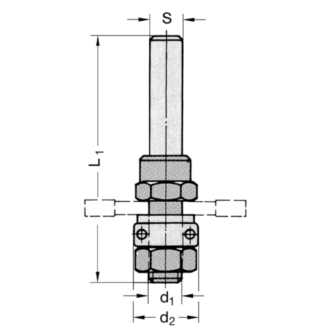JSO Aufnahmedorn d1=8mm,S=8mm | m.ANLAUFLAGER