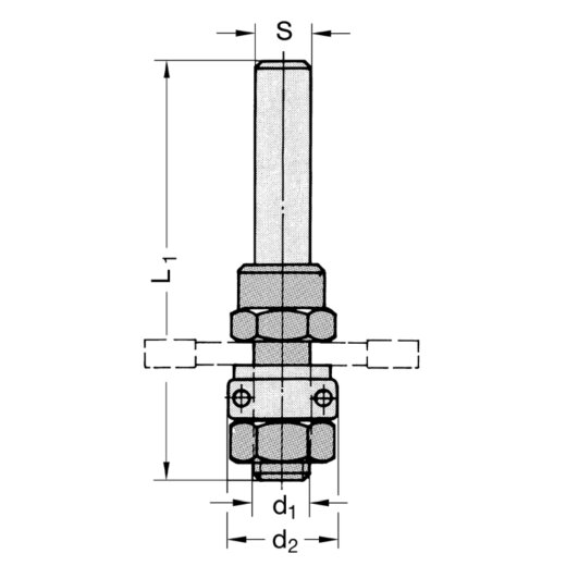 JSO Aufnahmedorn d1=8mm,S=12mm | m.ANLAUFLAGER