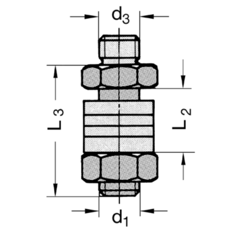JSO Aufnahmedorn d1=6mm,S=M10, m.ANLAUFLAGER -...