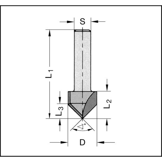 JSO V-Nutfräser HW 14mm S=6,35mm - 24262-5-14090-R