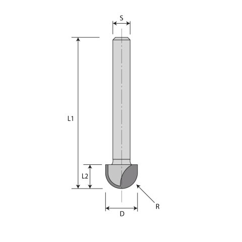 JSO Hohlkehlfräser Z2 HW 12,7mm | R=6,35mm S=8mm