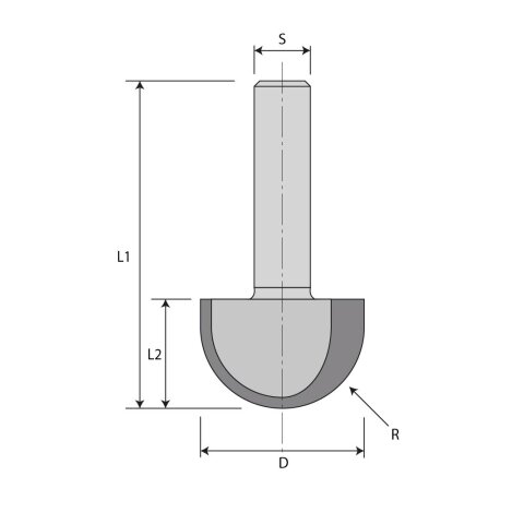 JSO Hohlkehlfräser Z2 HW 30mm R=15mm HV | S=12mm